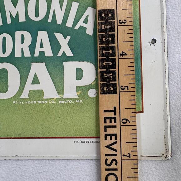 Vintage Clover Leaf Ammonia Borax Soap Metal Advertising Sign 1974 Heilner USA - Picture 6 of 7